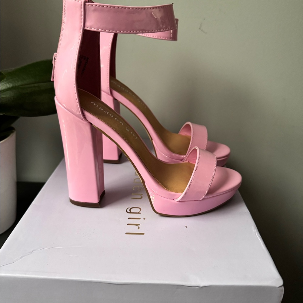 Madden Girl Pink Platform Sandals with Chunky Heel